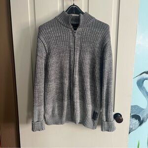 Calvin Klein Jeans Rib Knot Charcoal Zip-Up Cotton Sweater